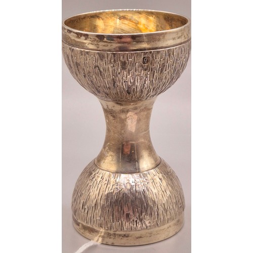 67 - London Silver Double sided drinking cup. Produced by Asprey & Co Ltd. [7.5cm high] [72.91grams]