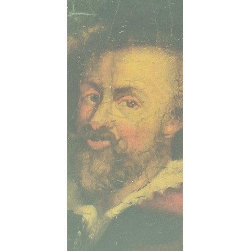 121 - George Jamesone, [1590-1644]
miniature oil painting on wood, portrait of a bearded gentleman, wearin... 