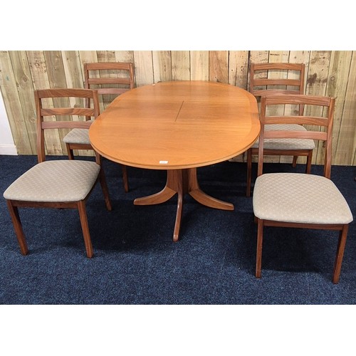 234 - Nathan mid century teak dining table with four teak chairs [74x138x100 extended table]