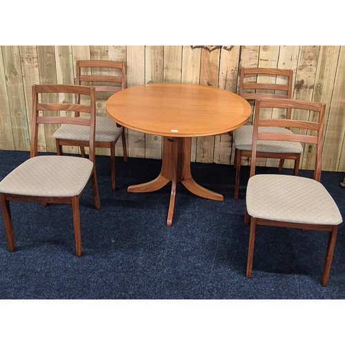 234 - Nathan mid century teak dining table with four teak chairs [74x138x100 extended table]