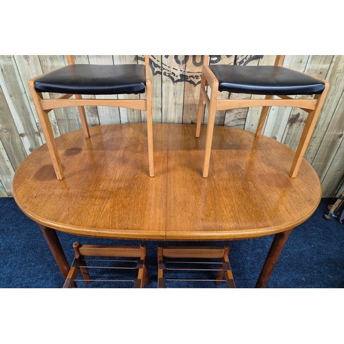 294 - Mid century macintosh Kirkcaldy diningroom table, two mid century chairs together with Mid century l... 