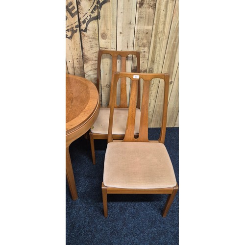 293 - Nathan mid century teak diningroom table with two carvers & four chairs [66x206x99cm extended]