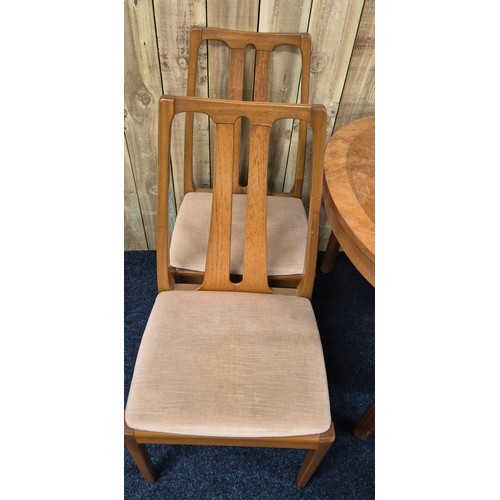 293 - Nathan mid century teak diningroom table with two carvers & four chairs [66x206x99cm extended]