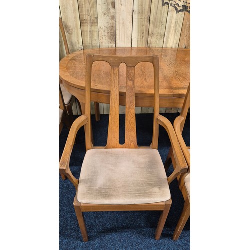 293 - Nathan mid century teak diningroom table with two carvers & four chairs [66x206x99cm extended]