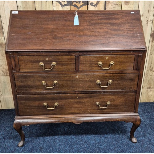 323 - 1930/40s Mahogany writing bureau set on queen Anne legs [100x91x46cm]