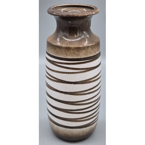 190 - West German Brown and white striped vase. [41cm high]