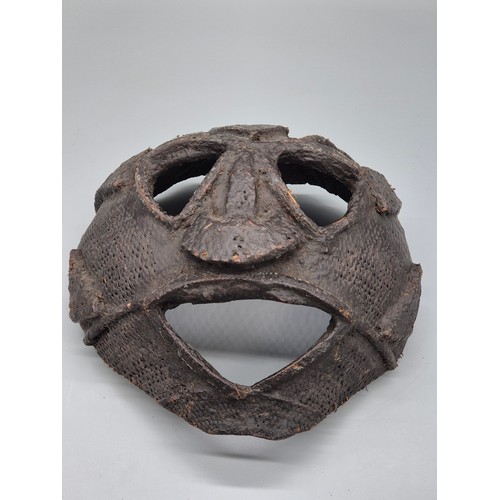 114 - Antique Tribal Woven and mud design face mask. Possibly Papua New Guinea or African Origin. Come fro... 