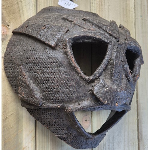 114 - Antique Tribal Woven and mud design face mask. Possibly Papua New Guinea or African Origin. Come fro... 