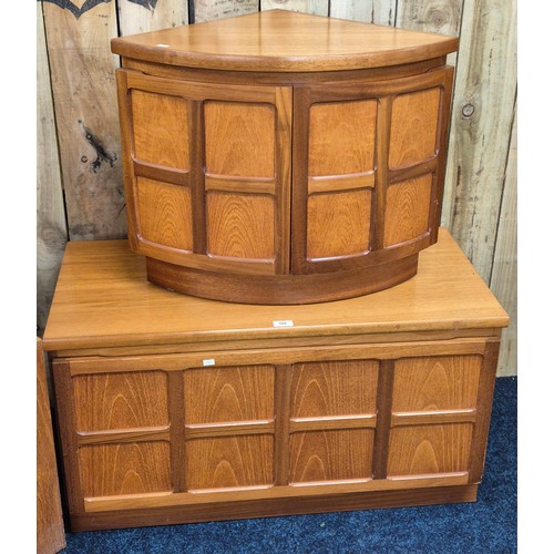 388 - A Selection of Four Mid century Nathan teak corner units, music cabinet & one door storage cabinet