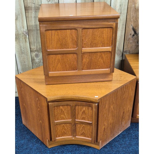 388 - A Selection of Four Mid century Nathan teak corner units, music cabinet & one door storage cabinet