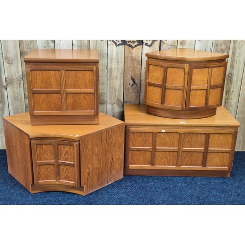 388 - A Selection of Four Mid century Nathan teak corner units, music cabinet & one door storage cabinet