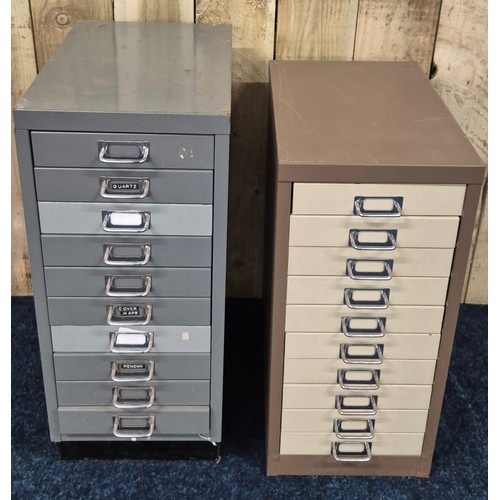 499 - Two industrial Bisley style multi drawer cabinets [67.5x27x41cm tallest]