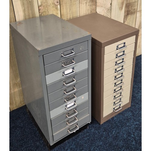 499 - Two industrial Bisley style multi drawer cabinets [67.5x27x41cm tallest]