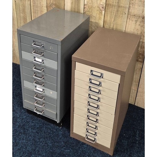 499 - Two industrial Bisley style multi drawer cabinets [67.5x27x41cm tallest]