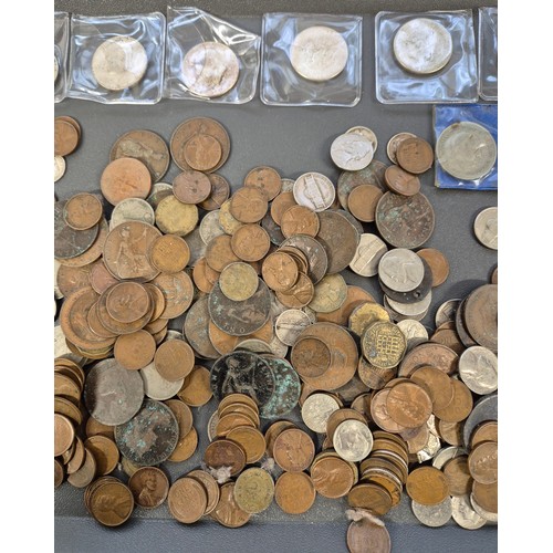 98 - A Tub of mixed world coins. Contains mostly American coins. Six J.F. Kennedy Half Dollar coins- 5x 1... 