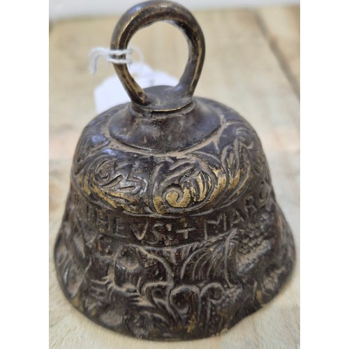 96 - 19th century Bronze Brass bell; Lucas: + Johannes: + Mathews: + Marcus: +