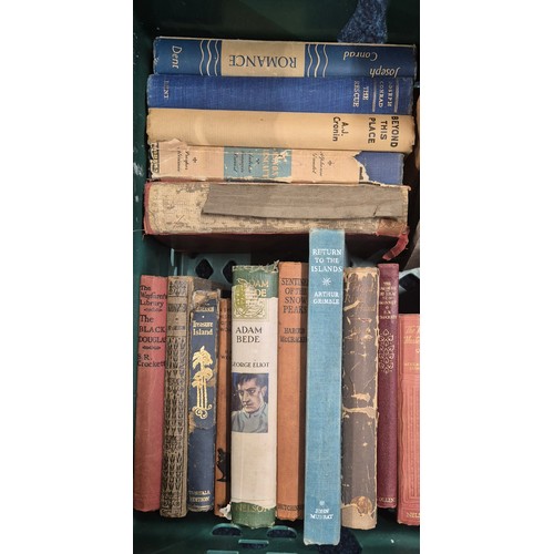 338 - Crate of mixed books; Treasure Island- R.L. Stevenson, Adam Bede by George Elliot, Return to the Isl... 