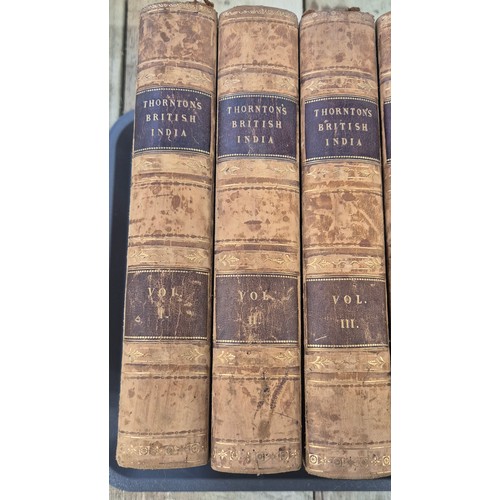 337 - Volumes I- VI Thornton's British India leather bound books. 