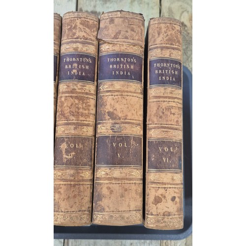 337 - Volumes I- VI Thornton's British India leather bound books. 