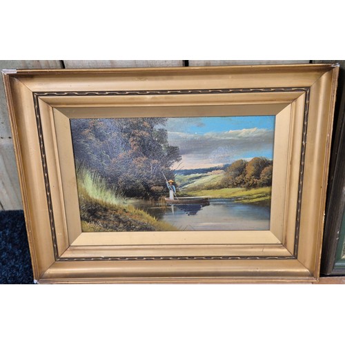 342 - A Collection of various artworks; Oil and watercolours- M. Anderson oil painting- Coastal scene, Ant... 