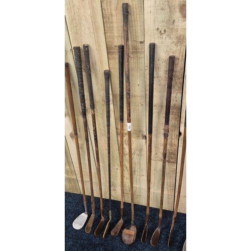 505 - A Collection of hickory shaft golf clubs: P. Forcan & Son St Andrews and various other makes.