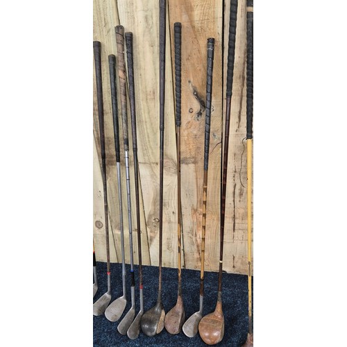 505 - A Collection of hickory shaft golf clubs: P. Forcan & Son St Andrews and various other makes.