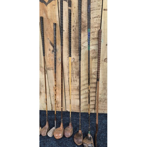 505 - A Collection of hickory shaft golf clubs: P. Forcan & Son St Andrews and various other makes.