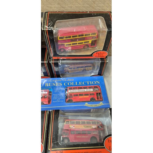 363 - A Tray of eleven Exclusive First edition die cast buses 1.76 scale with boxes; Leyland Atlantean bus... 