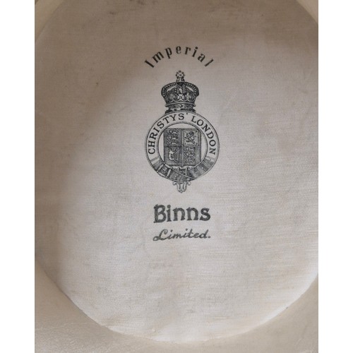 157 - Imperial Binns Ltd. Christys London gentleman's top hat. Inner hat 20.5back to front. Side to side 1... 