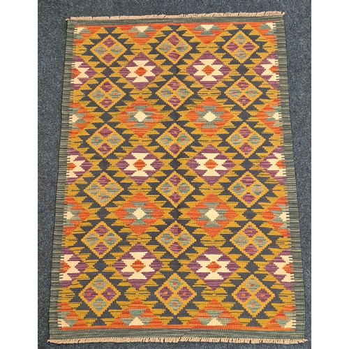 274 - Hand Knotted Maimana Kilim rug, green ground [142x100cm]