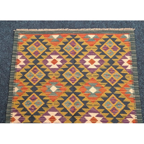 274 - Hand Knotted Maimana Kilim rug, green ground [142x100cm]