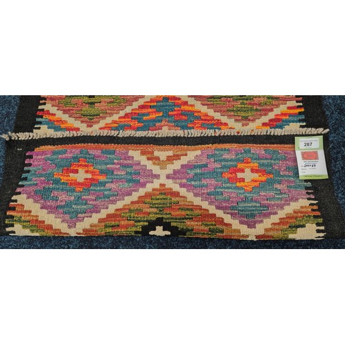 287 - Hand Knotted Maimana Kilim Runner rug. [200x69cm]