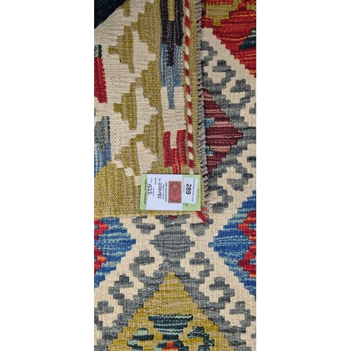 289 - Hand knotted Chobi Kilim runner rug. [254x85cm]