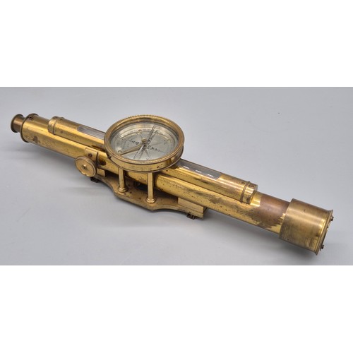 174 - 19th century brass level scope produced by Troughton & Simms of London. Fitted within a mahogany box... 