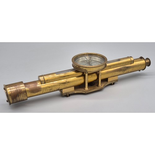 174 - 19th century brass level scope produced by Troughton & Simms of London. Fitted within a mahogany box... 