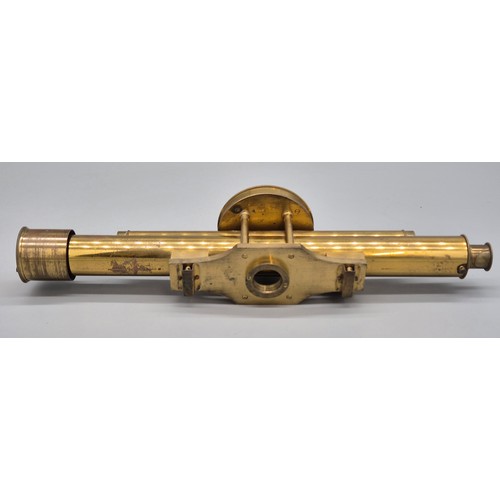 174 - 19th century brass level scope produced by Troughton & Simms of London. Fitted within a mahogany box... 