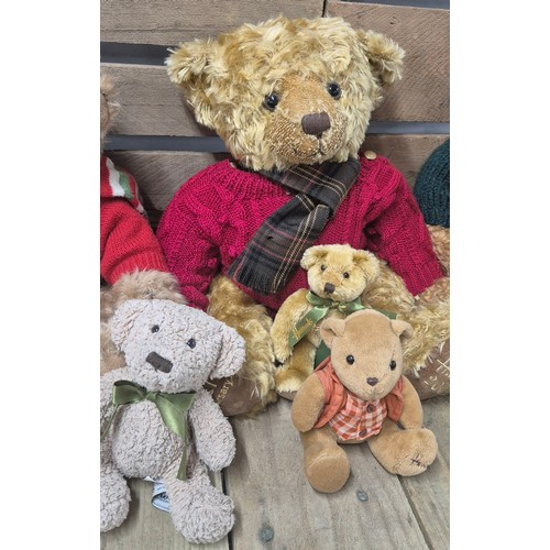 229 - A Collection of Nine Harrods London collectable teddy bears [45cm tallest]