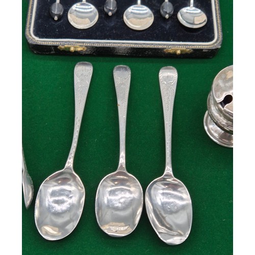 72 - A Collection of silver hallmarked items; Boxed set of Birmingham silver coffee bean spoons, Birmingh... 