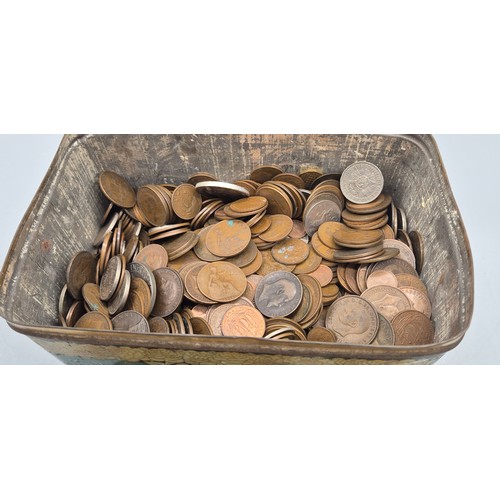 92 - Vintage Sharp's Imperial Toffee tin containing a large collection of British coinage. One Pennies, C... 