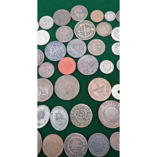 77 - A Collection of antique coinage; 1813 Birmingham three Pence-One Pound Note payable at the workhouse... 