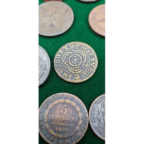 77 - A Collection of antique coinage; 1813 Birmingham three Pence-One Pound Note payable at the workhouse... 