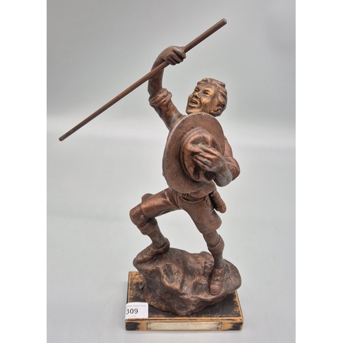 309 - A Selection of collectables and odds; A Heavy cast commemorative statue for Boy Scouts showing an en... 