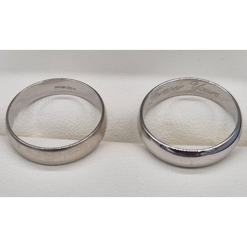 31 - A Lot of two 9ct white gold wedding bands. [Ring size K 1/2] [3.85grams]