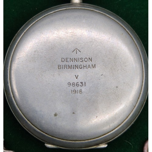 50 - WWI Dennison Birmingham 98631 pocket compass 1916 [Possibly for Scottish Battalion]. WWI War medal b... 