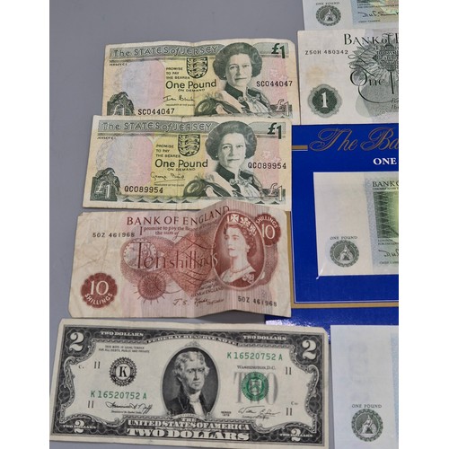 53 - A Collection of mixed bank notes; The Royal Bank of Scotland one pound bank notes, Bank of England a... 