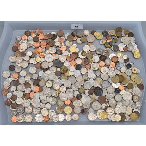 56 - Tray of mixed world coins; Includes American coinage.