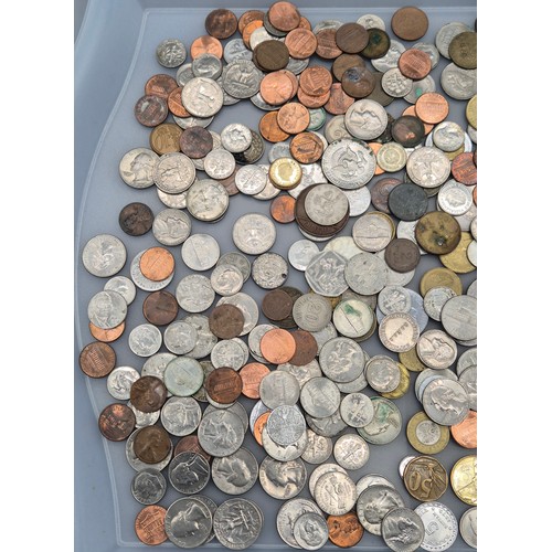 56 - Tray of mixed world coins; Includes American coinage.