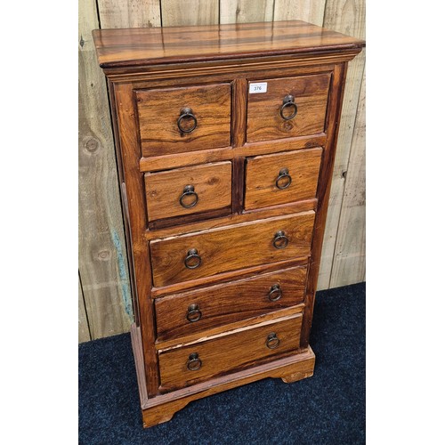 376 - Rustic pine 4 over 3 chest of drawers [107x55x30cm]