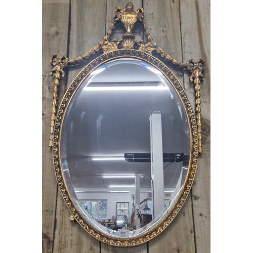 377 - A Reproduction Regency style mirror in gilt design [95x60cm]