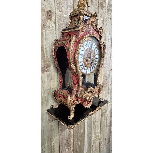 379 - Large French Boulle and ormolu mounted mantle clock. Comes with bracket wall shelf. [Clock- 80cm hig... 